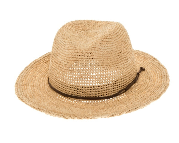 A569-FINE RAFFIA STRAW CROCHET PANAMA HAT