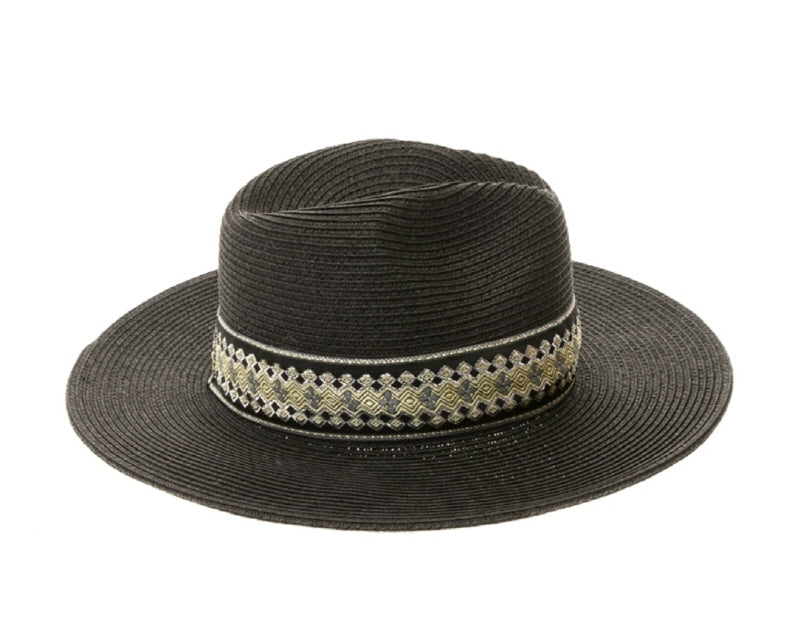 A573-STRAW PANAMA W/ EMBROIDERY BAND