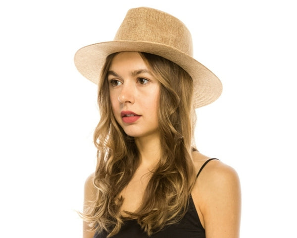 A574-LINEN PANAMA HAT W/ BLACK BAND