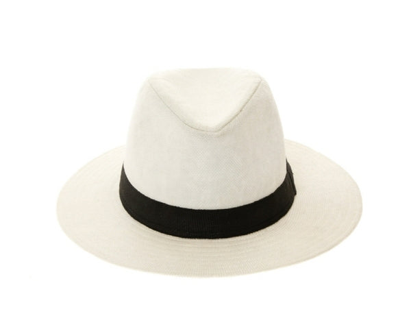 A574-LINEN PANAMA HAT W/ BLACK BAND