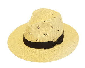 A579-WOVEN STRAW PANAMA HAT W/ EYELETS