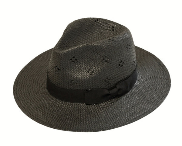 A579-WOVEN STRAW PANAMA HAT W/ EYELETS