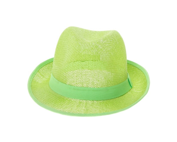 A604- STRAW MESH FEDORA