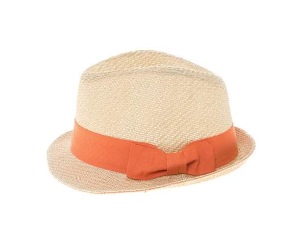 A617- POP COLOR STRAW FEDORA HAT