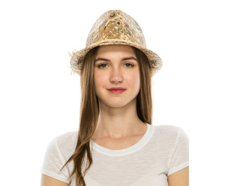 A622-FLORAL PRINT STRAW FEDORA