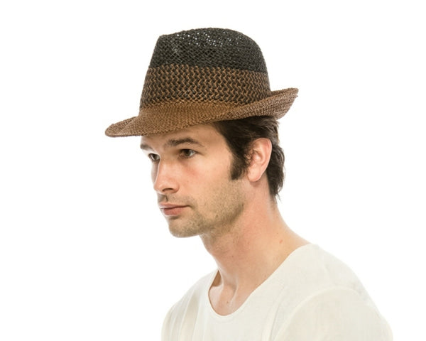 A625-WOVEN STRAW FEDORA