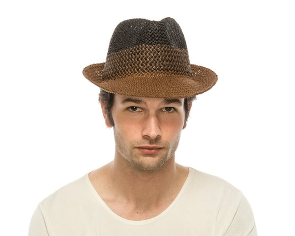 A625-WOVEN STRAW FEDORA