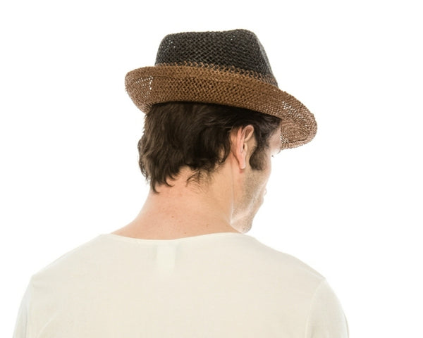 A625-WOVEN STRAW FEDORA