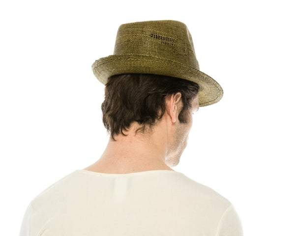 A628-STRAW FEDORA WITH CUTOUTS