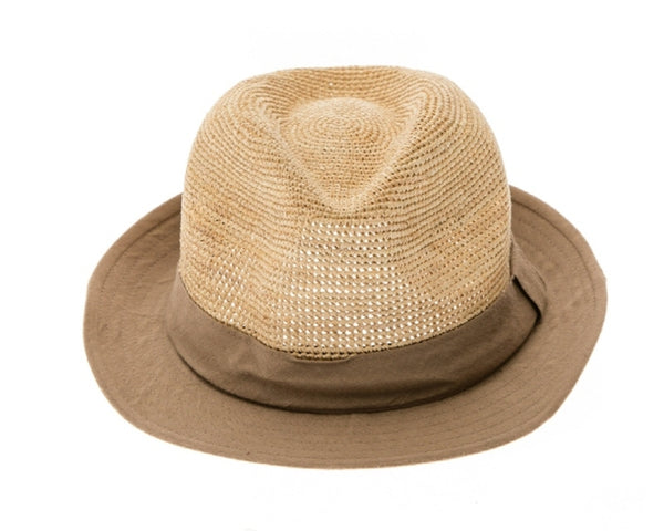 A638-MEN'S FINE CROCHET RAFFIA FEDORA