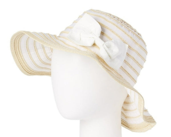 A645-PACKABLE RIBBON SUN HAT WITH BOW SNAP