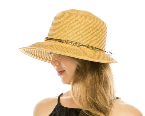 A647-LAMPSHADE HAT W/ CHARMS BAND