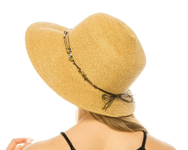 A647-LAMPSHADE HAT W/ CHARMS BAND