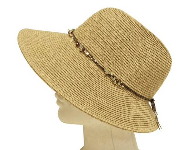 A647-LAMPSHADE HAT W/ CHARMS BAND