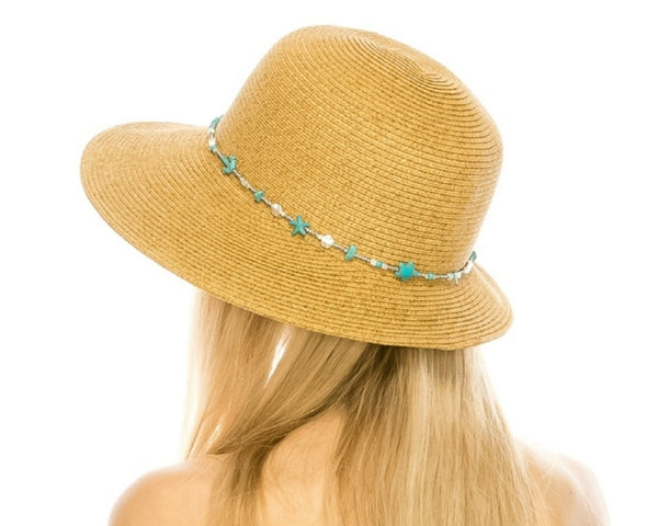 A647-LAMPSHADE HAT W/ CHARMS BAND