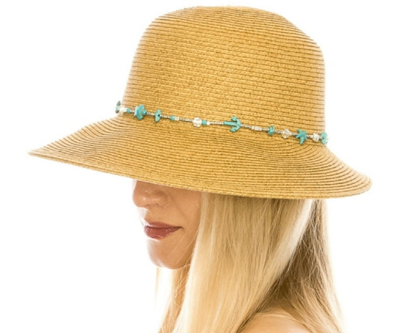 A647-LAMPSHADE HAT W/ CHARMS BAND