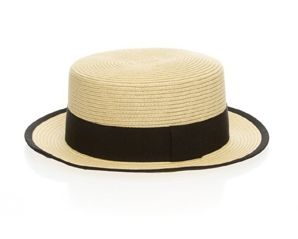 A648-CLASSIC STRAW BOATER HAT W/ BINDING