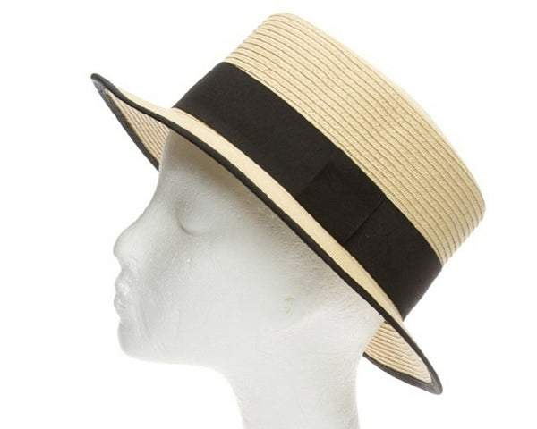 A648-CLASSIC STRAW BOATER HAT W/ BINDING