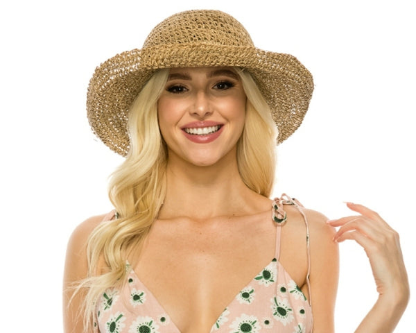 A650-SEAGRASS CROCHET TURN-UP HAT