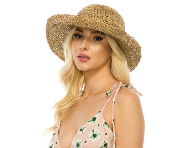 A650-SEAGRASS CROCHET TURN-UP HAT