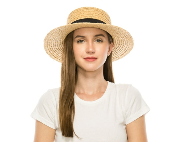 A651-RAFFIA STRAW BOATER HAT