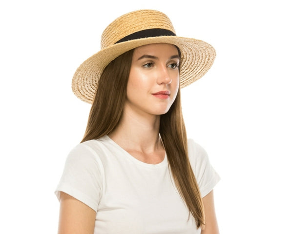 A651-RAFFIA STRAW BOATER HAT