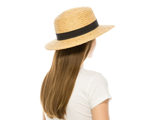 A651-RAFFIA STRAW BOATER HAT