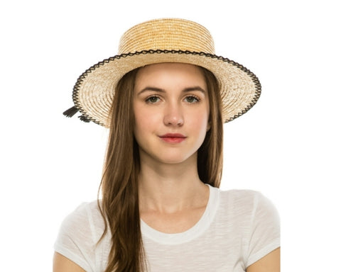 A652-WHIPSTITCH STRAW BOATER HAT