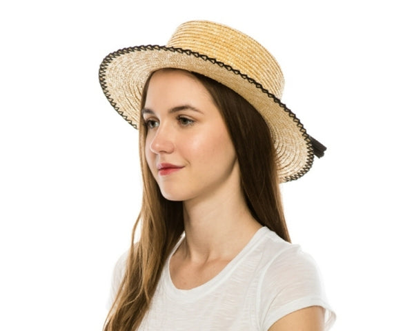 A652-WHIPSTITCH STRAW BOATER HAT