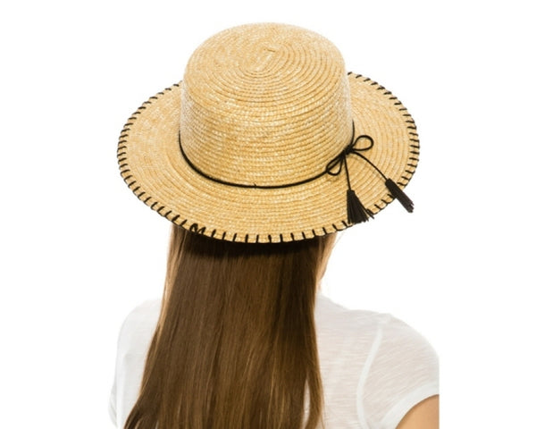 A652-WHIPSTITCH STRAW BOATER HAT