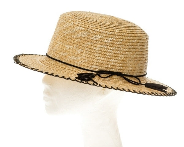 A652-WHIPSTITCH STRAW BOATER HAT