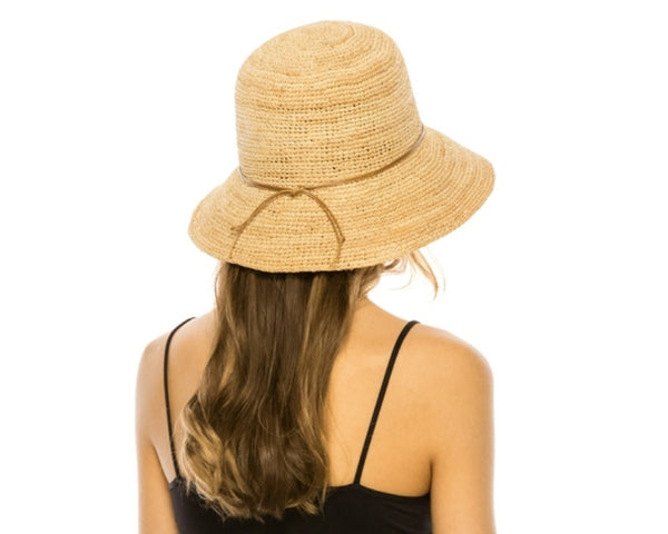 A657-FINE RAFFIA STRAW CROCHET HAT