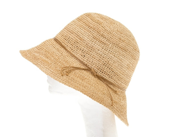 A657-FINE RAFFIA STRAW CROCHET HAT