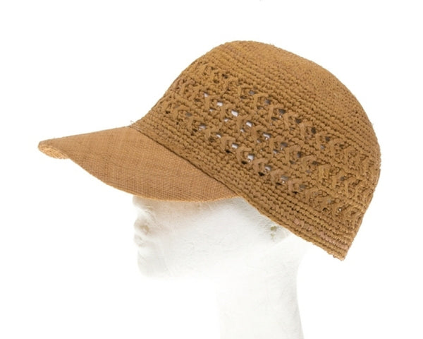 A663-RAFFIA CROCHET BASEBALL CAPS