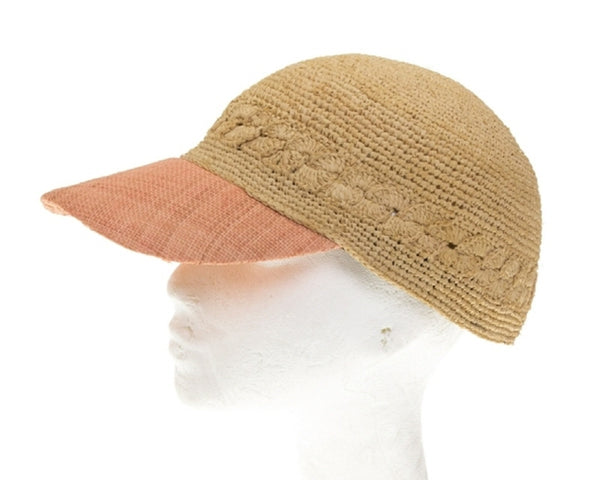 A663-RAFFIA CROCHET BASEBALL CAPS