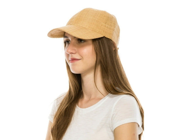 A666- RAFFIA STRAW BASEBALL CAP