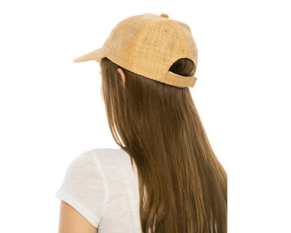 A666- RAFFIA STRAW BASEBALL CAP