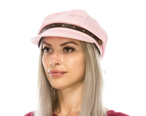 A679-NEWSBOY CAP WITH LEATHER BAND