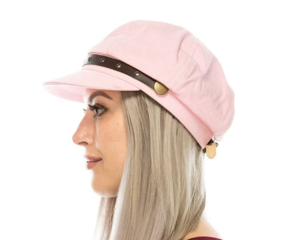 A679-NEWSBOY CAP WITH LEATHER BAND