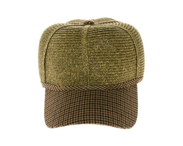 A685-STRAW & FABRIC BASEBALL CAP