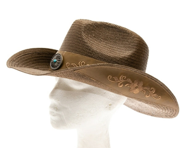 A698-HANDWOVEN BROWN TOYO COWBOY HAT