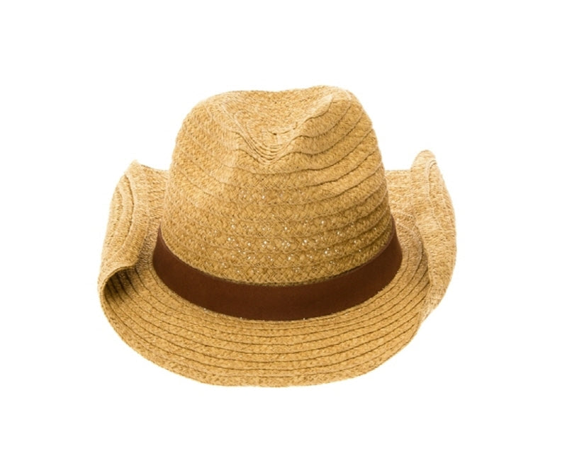 A699-STRAW COWBOY W/ LEATHER BAND