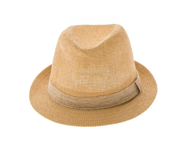 A749-CHILD'S STRAW FEDORA W/ JUTE BAND