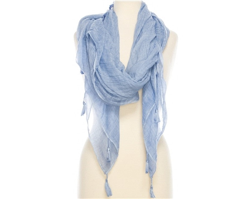 A809-STONEWASHED TASSEL COTTON SCARF - 8 COLORS