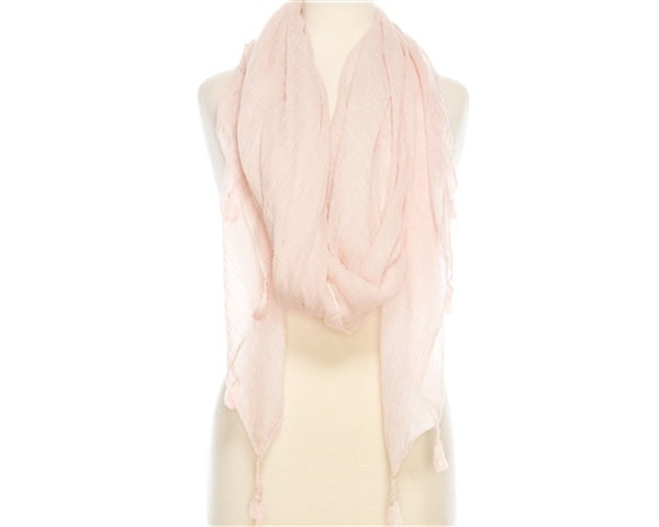 A809-STONEWASHED TASSEL COTTON SCARF - 8 COLORS