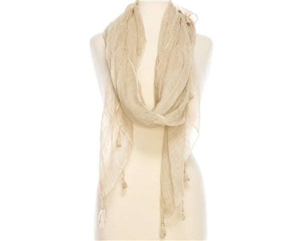 A809-STONEWASHED TASSEL COTTON SCARF - 8 COLORS