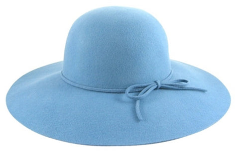 A134-BLUE WOOL FELT FLOPPY HAT