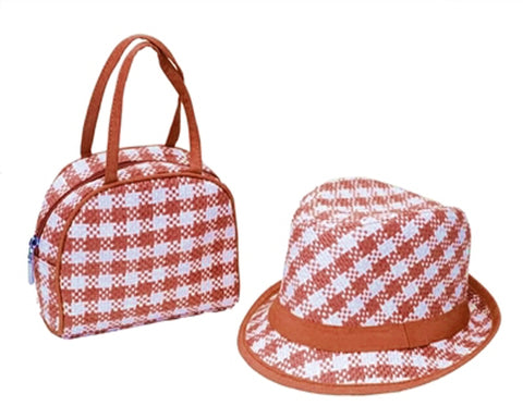 A709-ORANGE KID'S FEDORA & PURSE