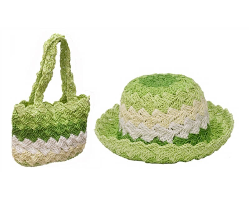 A703-GIRL'S CROCHET STRAW HAT-PURSE SET