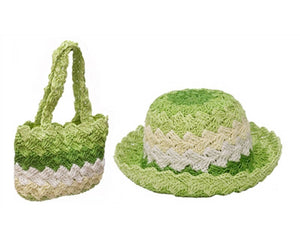 A703-GIRL'S CROCHET STRAW HAT-PURSE SET